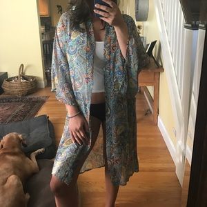 Sheer patterned kimono